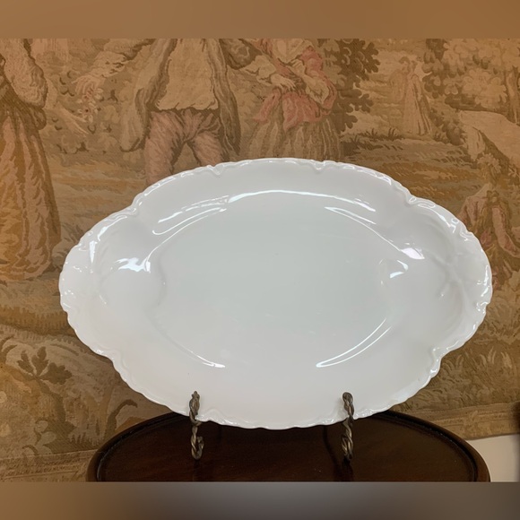 Vintage Haviland Limoges Ranson All White Oval Serving Platter 13 1/2” long by 9